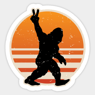 Retro Bigfoot Peace Sign Sticker